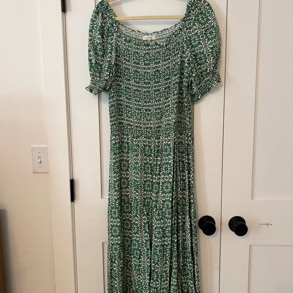 Max Studio Green Patterned Midi Dress